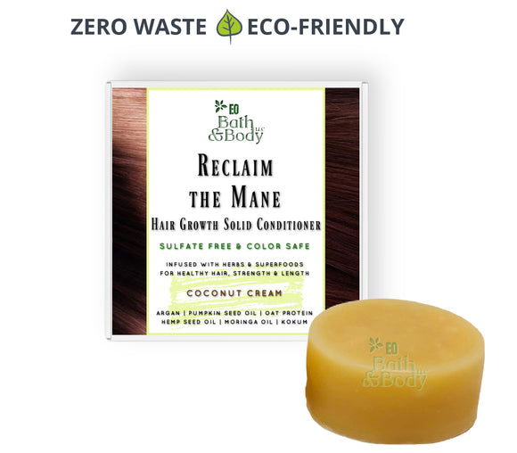 Reclaim the Mane Solid Conditioner Bar | Best Selling Hair Growth Line | Leading Edge Innovative Ingredients | Professionally Formulated | Coconut Cream | Color Safe | Naturally Preserved | Vegan | Choose Pack Size - Earth's Own Bath & Body
