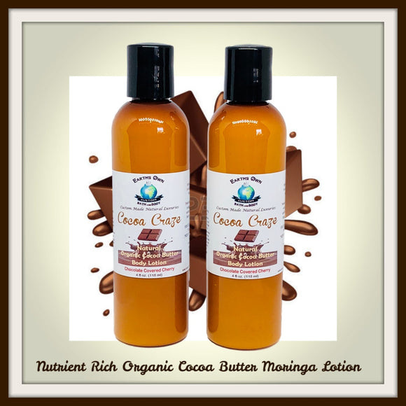16 oz Cocoa Craze Organic Cocoa Butter & Moringa Body Lotion | PEG Free | Stretch Marks | Dry Skin | Chocolate Aroma | Gift | Vegan