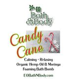Candy Cane Foaming Bath Bomb | Made with Organic Moringa Oil, Hemp Seed Oil & Shea Butter | Soothing | Moisturizing | Relaxing | Vegan