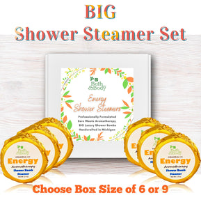 Energy - Big Luxury Shower Steamer Gift Set | Choose Quantity | Infused with Essential Oils + Menthol | All Natural | Zero Waste
