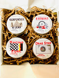 4 Piece Man Cave Soy Candle Gift Box Sampler Set | 2 Stroke | Racing Fuel | Choose Set  | Hand Poured | Reusable Tins